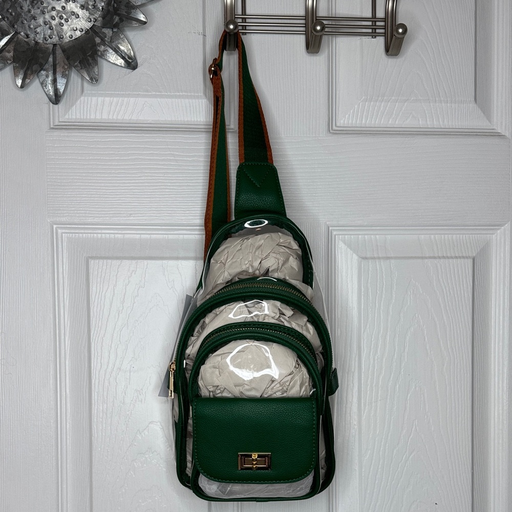 Malibu Skye Laynie Clear Sling Bag - Green NWT